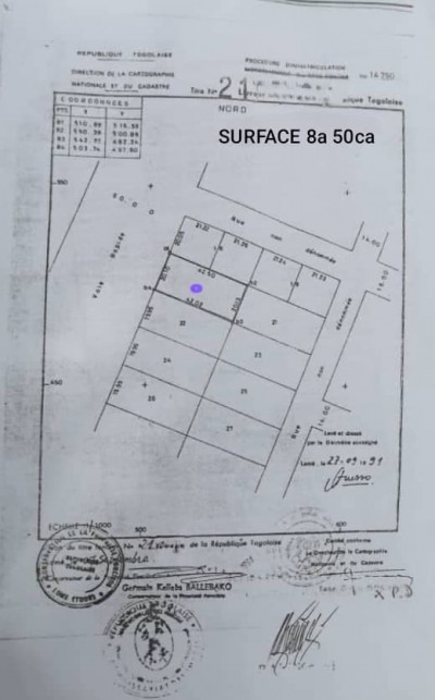 1 lot et démi avec titre foncier au bord du goudron